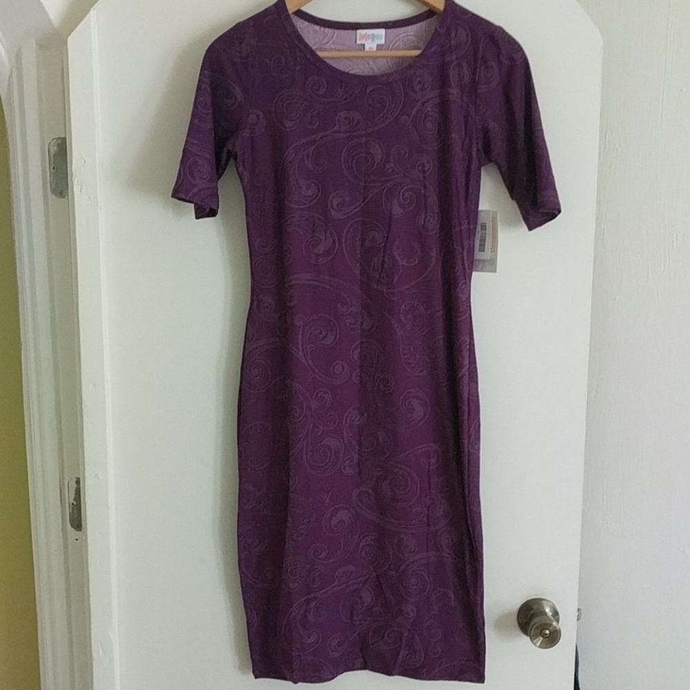 LULAROE Julia dress purple legging material NWT XS